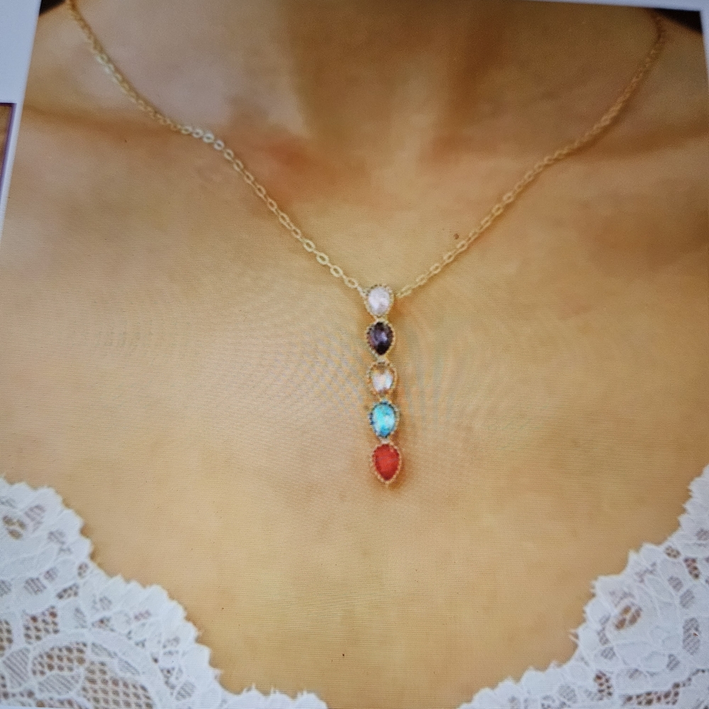Elegant Multicolor Gemstone Necklace - Picture 2 of 7